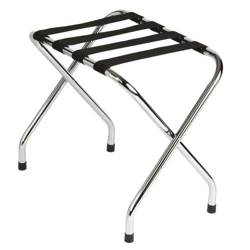 Standard Metal Flat Top Luggage Rack, Chrome Finish with Black Straps